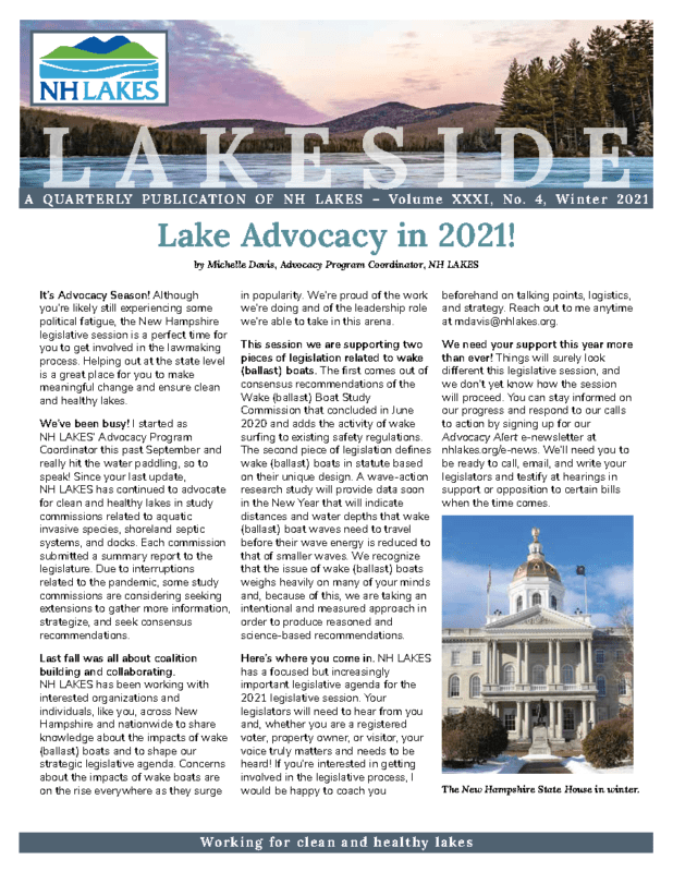NH LAKES Winter 2021 Front Page