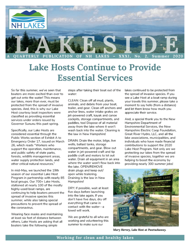 NH LAKES Summer 2020 Newsletter 
