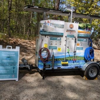 Photo 1 The NH LAKES waterless watercraft cleaning unit at the Manchester Water Works at Lake Massabesic in late May. Resized